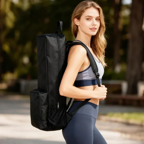 Vista 3 de Bolsa para esterilla de yoga, bolsa para esterilla de yoga con bolsillos y correa ajustable, mochila ligera e impermeable para esterilla de yoga