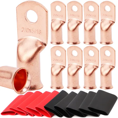 Vista 31 de TKDMR - Kit de 264 piezas de extremos de cable de batería, 132 piezas de terminales de anillo de lengüetas de cable de cobre resistentes AWG 8 6 4 2