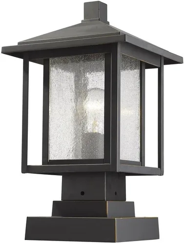 Vista 3 de Z-Lite 554PHMS-SQPM-ORB 1 lámpara de montaje en muelle para exteriores, bronce aceitado, 16.77x9.00x9.00