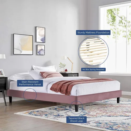 Vista 7 de Modway Plataforma Reign, individual, rosa polvorienta