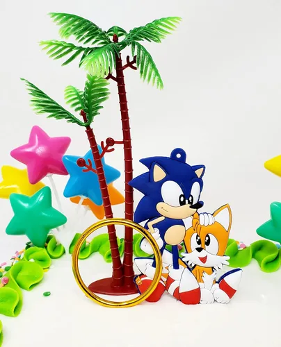 Vista 2 de Decoración para pastel de cumpleaños Sonic (diseño único)