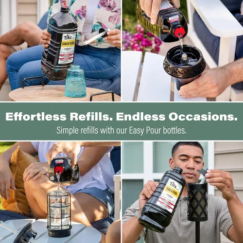 Vista 3 de Antorcha de Citronela de la marca Tiki - 1 galón (128 oz.), fácil de verter, de larga duración para antorchas de exterior y antorchas de mesa