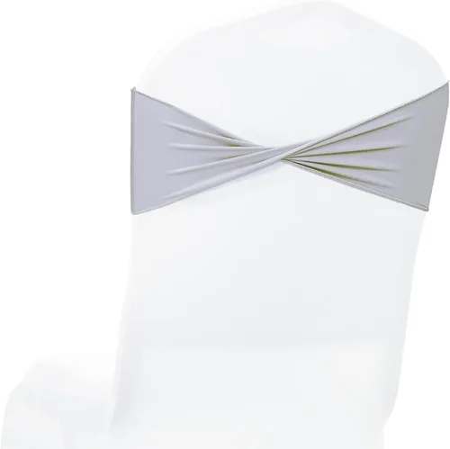 Vista 24 de MDS - Paquete de 100 cintas elásticas de elastano para sillas de comedor, lazos sin hebilla deslizante, ajuste universal para bodas, baby shower
