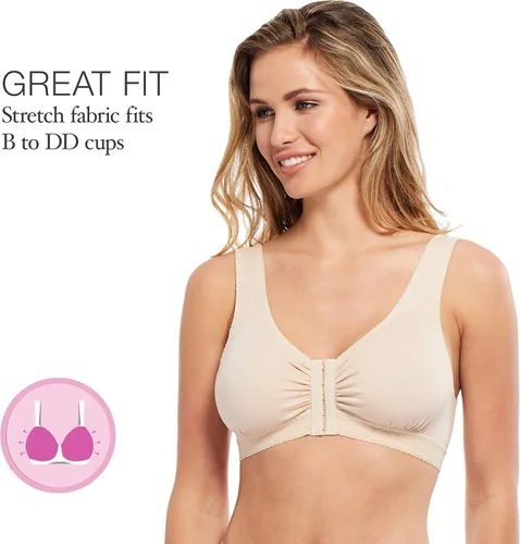 Vista 4 de Carole Martin Brasier con cierre frontal de libertad completa, perfecto para dormir, de algodón, sin varillas, para mujer