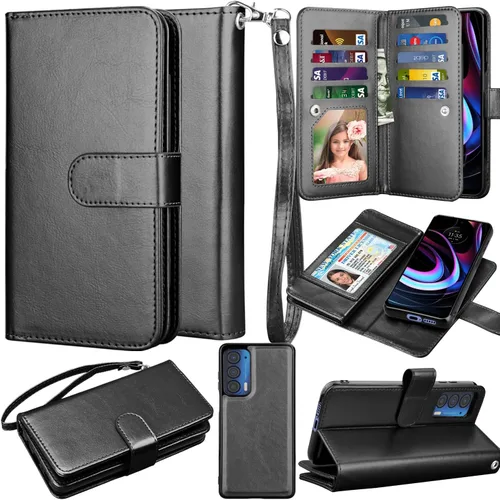Takfox Funda tipo cartera para Motorola Moto Edge 2021, funda para Moto Edge 5G UW 2021, ranuras para tarjetas de crédito, funda de piel sintética