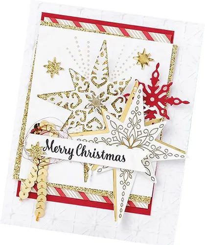 Vista 5 de Juego de 7 piezas de troqueles de metal con diseño de copo de nieve Starlight, troqueles de corte de tarjetas de copo de nieve de Navidad