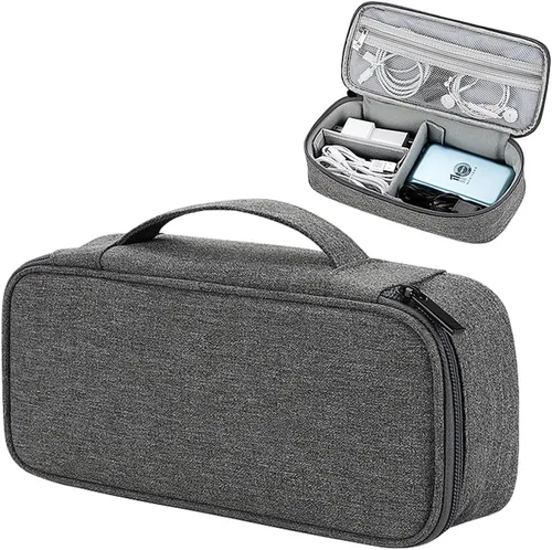 Vista 9 de Teskyer Funda organizadora de artículos electrónicos, bolsa de viaje portátil impermeable para accesorios tecnológicos con compartimentos