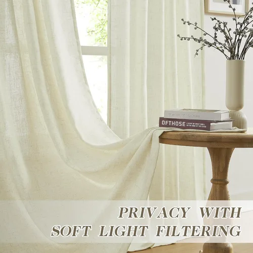 Vista 4 de MASWOND Cortinas de Lino Semitransparentes con Pliegues Pinzados 84 Pulgadas de Largo 2 Paneles para Sala de Estar Dormitorio Cortina de Ventana