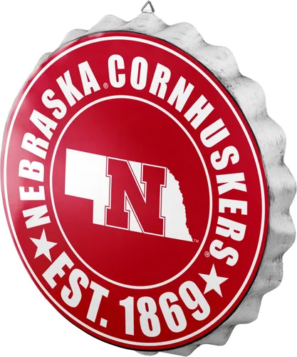 Vista 4 de foco Cartel de pared colgante con tapa de botella de metal con logotipo del