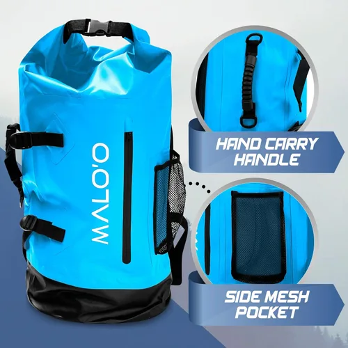 Vista 4 de Malo'o mochila de 45 l impermeable de alta resistencia, bolsas secas para kayak, camping, pesca, mochila de senderismo