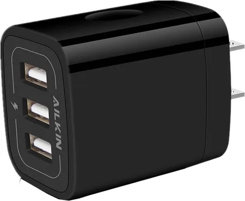 Cargador de pared USB, adaptador de cargador, Ailkin de 2.4 amperios de doble puerto plegable cargador rápido cubo de repuesto para iPhone