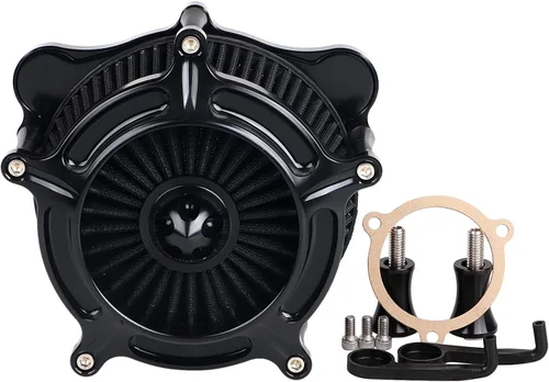 Vista 32 de Filtro de admisión de filtro de aire de corte CNC negro de aluminio para Harley DYNA 1993-2016, Touring Street Glide Electra Glide 1993-2007