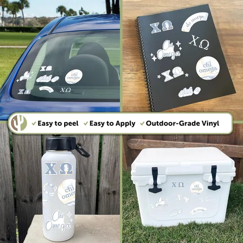 Vista 2 de Desert Cactus Chi Omega Sticker Sorority Marble Decal Laptop Water Bottle Car Sheet (Marble Sheet) (Pack of 2)