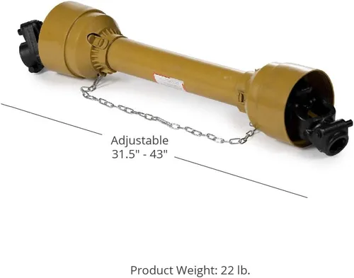 Vista 6 de Titan Attachments PTO Shaft, Shear Bolt Included, 1-3/8-In. x 6 Spline on Both Ends