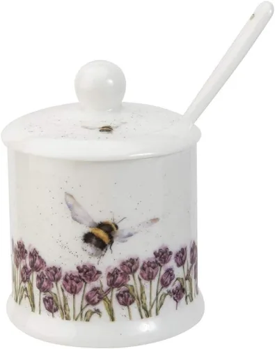 Royal Worcester Wrendale Designs Flight Bumble Bee Conserve Pot | 4 Ounce Honey Dish with Bee Design | Made from Fine Bone China | Microwave and