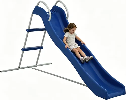 6FT Kids Slide Freestanding Indoor Outdoor Playground Equipment, 2-in-1 Plastic Water Slide with Metal Frame, Easy Assembly Toddler Slide for