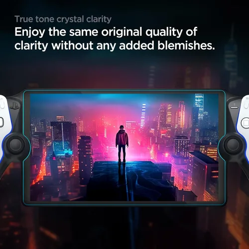 Vista 6 de Spigen Protector de pantalla de vidrio templado GlasTR EZ FIT diseñado para PlayStation Portal Remote Player 1 paquete