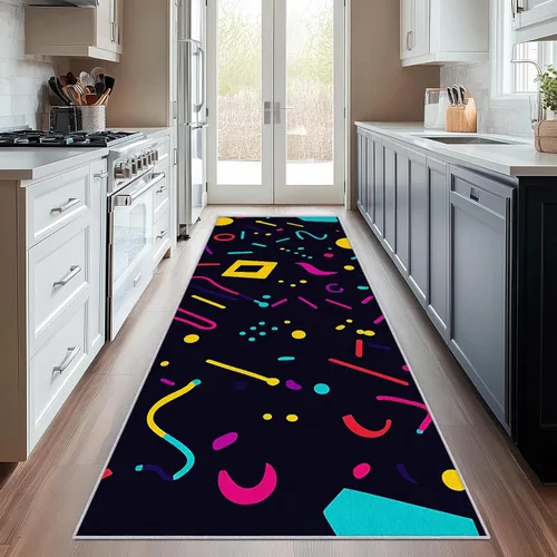 Vista 8 de Geometric Runner Rug 2x4 Small - Hallway Runner Rug Retro Mid Century Modern Abstract Pattern, Non Slip, Washable, Geometric Home Decor Carpet for