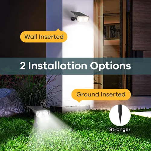 Vista 5 de Linkind - Focos solares para el atardecer hasta el amanecer con 16 luces LED, luces solares e impermeables IP67, luz diurna de 6500 K, luces