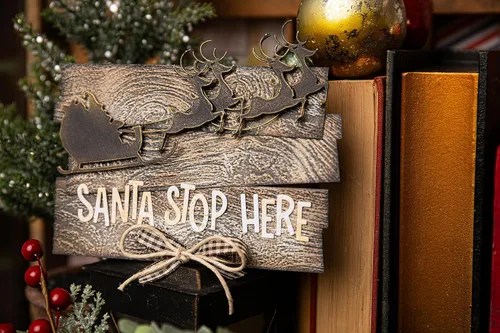 Vista 3 de Sizzix Thinlits 666337 - Juego de troqueles de 8 piezas de trineo de reno de Tim Holtz 666337 Troqueles de metal fino para álbumes de recortes