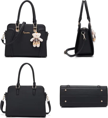 Vista 2 de Bolsos de mano de moda para mujer, bolsa de hombro, asa superior, bolsa de mano, juego de 4 piezas