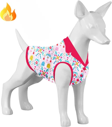 Vista 6 de LovinPet Bulldog - Mameluco tipo suéter – Ropa de franela suave para perro, estampado de flores florecientes, adecuado para razas de perros grandes