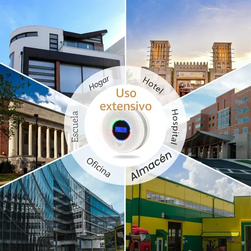 Vista 5 de Detector inalámbrico interconectado de humo y monóxido de carbono de 10 años con batería, alarma inteligente de humo y CO con pantalla digital