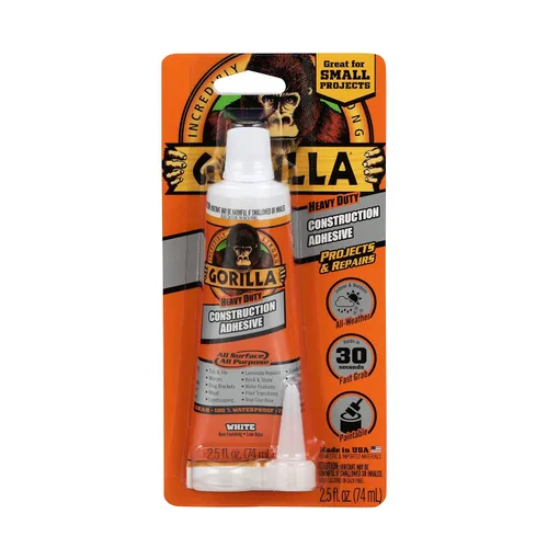 Vista 2 de Gorilla Adhesivo de construcción resistente, tubo de compresión de 2.5 onzas, blanco, (paquete de 5)