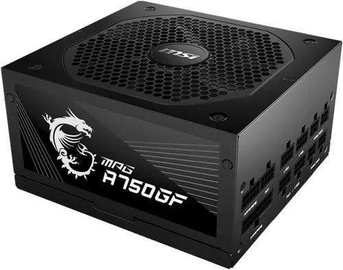 Vista 12 de MSI MAG A850GL PCIE5, Fuente de alimentación compacta completamente modular Gaming 850W, 80+ Gold, lista para ATX 3.1 y PCIe 5.1, cable 12V-2x6