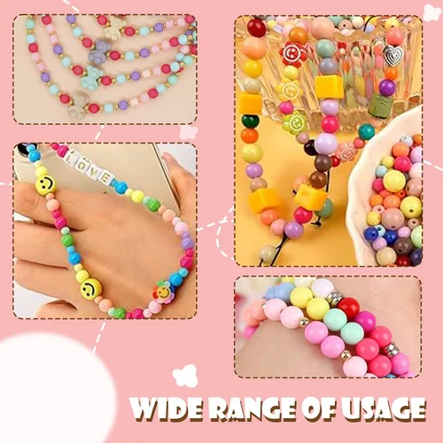 Vista 6 de BONNY BOXX 2000 cuentas redondas acrílicas de zafiro liso de 0.157 pulgadas, bolas de goma de mascar de resina plástica para hacer collares