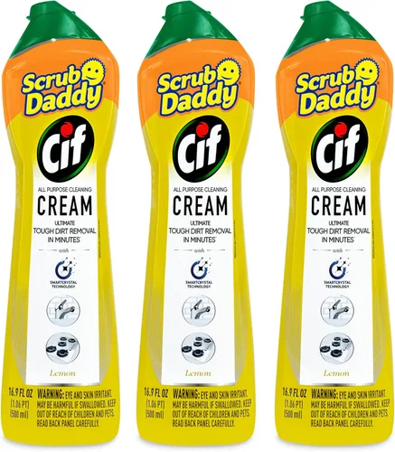 Scrub Daddy Cif Limpiador en Crema Multiusos, Limón - Crema de Limpieza Doméstica para Múltiples Superficies como Vidrio, Cromo, Granito, Fregadero,