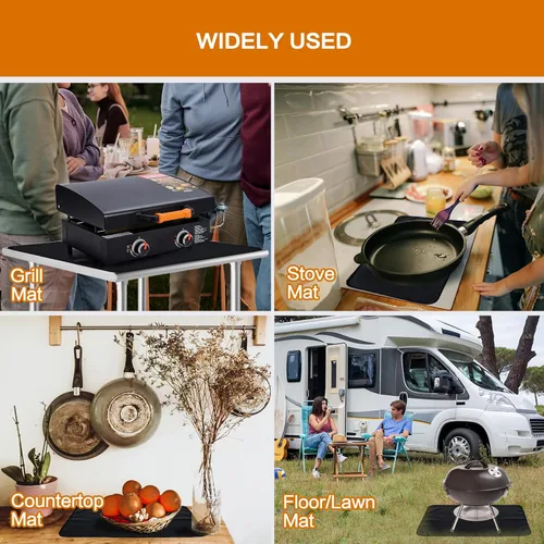 Vista 7 de SUITMAT Tapete resistente al calor para encimera, tapete ignífugo e impermeable para parrilla de mesa al aire libre, protector de cubierta al aire