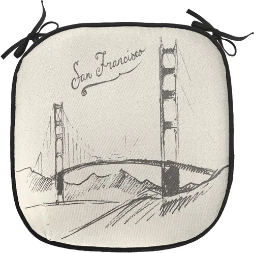 Vista 114 de Lunarable American Chair Cushion Pad, Massachusetts Flagg Holds a Bow and Pointing Downward Arrow, Seat Padding for Kitchen & Patio with Anti-Slip