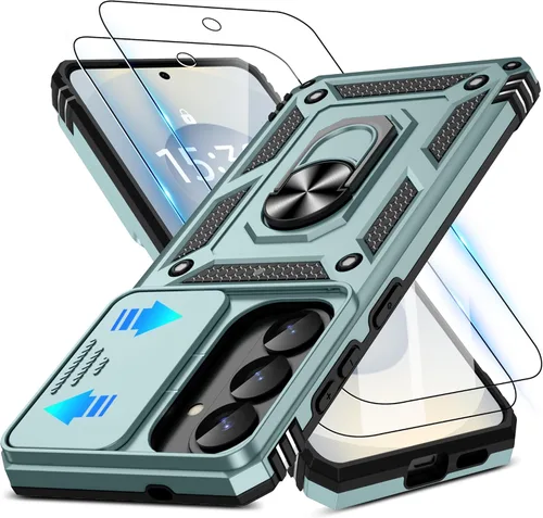 Vista 10 de Funda para Samsung Galaxy Note 20 5G con (2 piezas) protector de pantalla HD, resistente a prueba de golpes con soporte de rotación de 360°