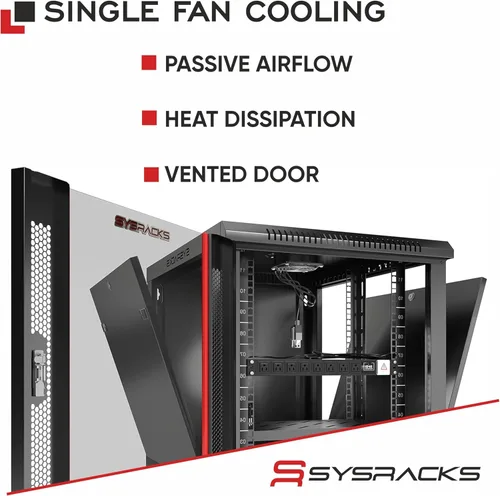 Vista 2 de Gabinete para rack de servidores de montaje en pared 9U – Gabinete de rack de red de 19 pulgadas, gabinete de rack de datos de 18 pulgadas