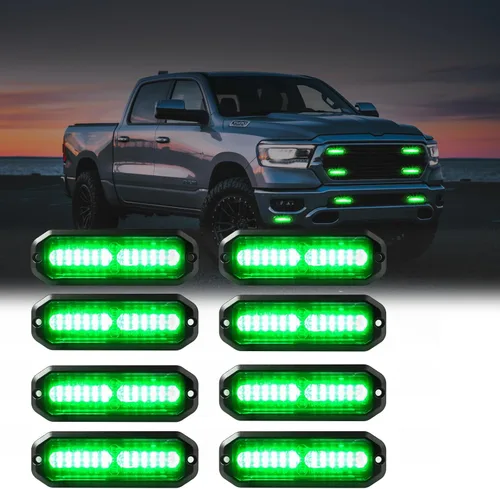 Vista 17 de WINECO Luces estroboscópicas LED ámbar para camiones, 8 piezas, 12 luces LED estroboscópicas intermitentes de montaje en superficie, kit de luces