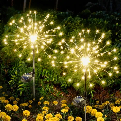 Vista 11 de Anordsem Luces Solares para Exteriores Decorativas: Alambre de Cobre Flexible con 120 Perlas LED de Fuegos Artificiales - Impermeables, DIY