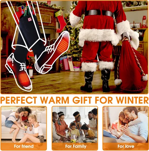 Vista 5 de Calcetines térmicos de primavera para hombres y mujeres, eléctricos recargables, calcetines térmicos de algodón cálido para equitación, camping