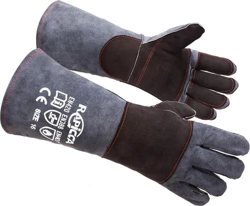 RAPICCA Guantes de manejo de animales, a prueba de mordeduras, doble acolchado reforzado de cuero, para perro, gato, gato, manejo de pájaros,
