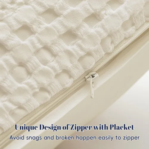 Vista 261 de PHF - Fundas de almohada 100% algodón con tejido gofre europeo, 26 x 26 pulgadas, 2 unidades para decoración elegante del hogar, para cama, sin