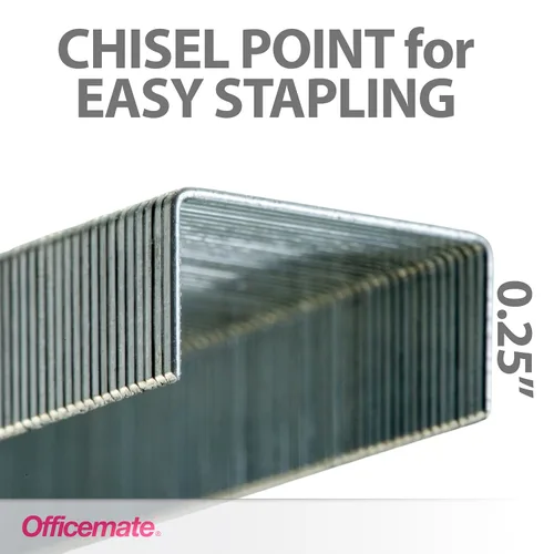 Vista 2 de Officemate Grapas estándar, 5 cajas de 5,000 (25,000 en total), grapas de uso general de tira completa de 1/4 ″, se adapta a grapadoras estándar