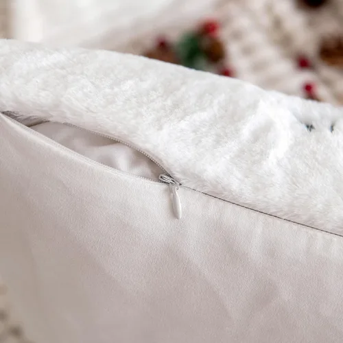 Vista 7 de MIULEE - Juego de 2 fundas de almohada decorativas de Navidad, de pelo sintético suave con bordado de copos de nieve, almohadas lindas de invierno