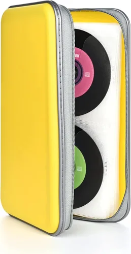 Vista 14 de UENTIP Funda para CD, capacidad para 96 CD, de plástico duro, cartera protectora para CD/DVD, para coche, hogar, viajes (96, negro)