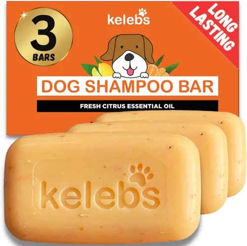Vista 11 de KELEBS Barra de champú blanqueadora para perros con carbón Champú blanco para perros con ingredientes naturales para pieles sensibles 3 barras