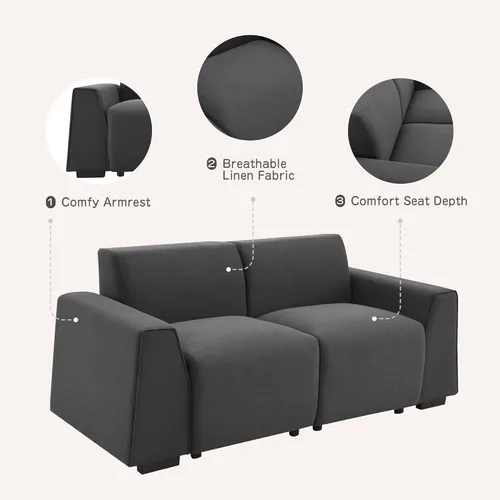 Vista 15 de LUMISOL Sofás de asiento profundo para sala de estar, moderno sofá tapizado de 3 plazas, cómodo sofá de dos plazas de gran tamaño, sofá nube