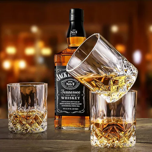 Vista 4 de OPAYLY Juego de 4 vasos de whisky, vasos de rocas, vasos de 10 onzas antiguos para beber whisky escocés, bourbon, cóctel, coñac, vodka, ginebra