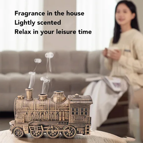 Vista 2 de Gonetre Christmas Train Diffuser Locomotive Train Essential Oil Diffuser Humidifier Cool Mist Diffuser with Dual Outlets 300ml Capacity for Bedroom