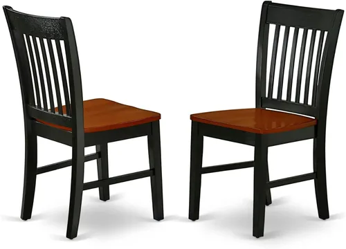 East West Furniture NFC-BCH-W Norfolk - Sillas de comedor – Sillas de cocina con respaldo de listones, juego de 2, color negro y cereza