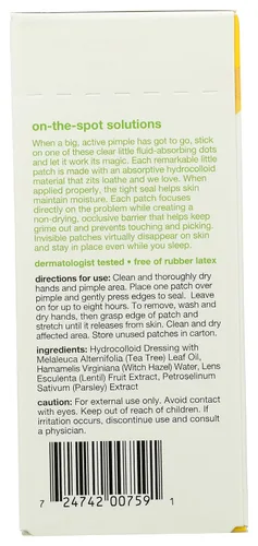 Vista 2 de Alba Botanica Acnedote - Parches para espinillas para la cara, granos, parches de manchas - Parches hidrocoloides para el cuidado de la piel - 40