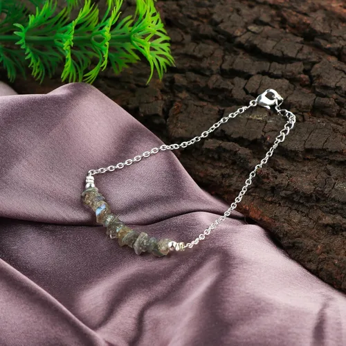 Vista 61 de TGH Pulsera de barra de chips naturales, cristal curativo, pulsera de cuentas crudas chapada en plata, cadena ajustable de 7 + 1 pulgada, regalo